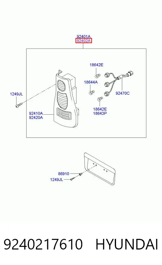 Lampa zespolona tylna prawa 9240217610 Hyundai/Kia