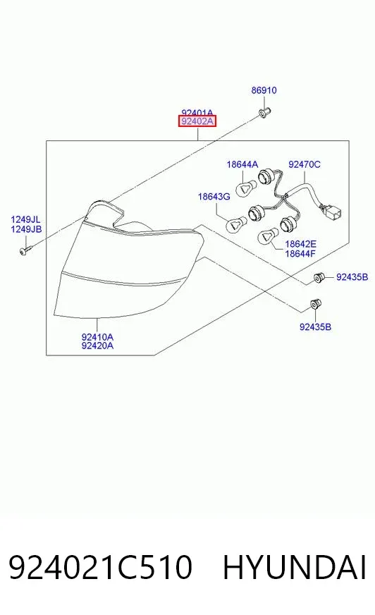 Lampa zespolona tylna prawa 924021C510 Hyundai/Kia