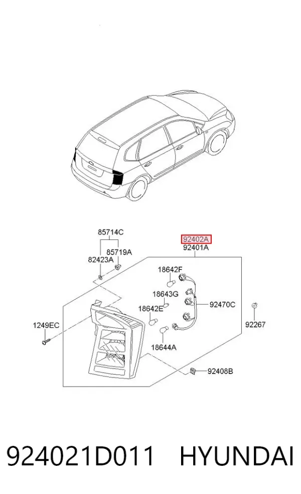 Lampa zespolona tylna prawa 924021D011 Hyundai/Kia