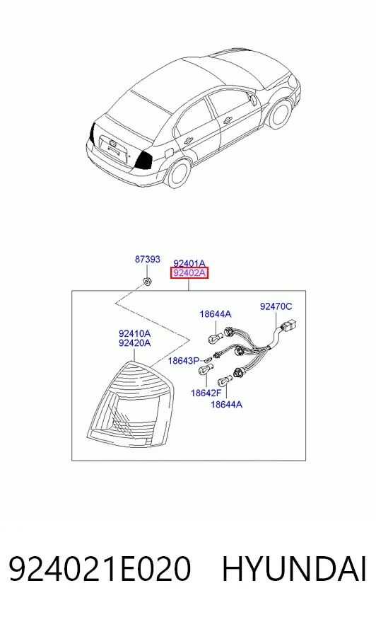 Lampa zespolona tylna prawa Hyundai Accent III