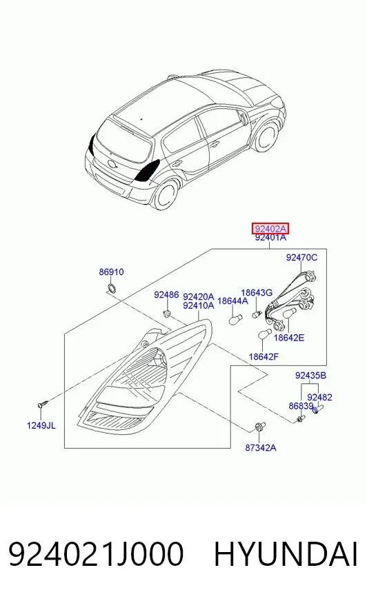 Lampa zespolona tylna prawa 924021J000 Hyundai/Kia