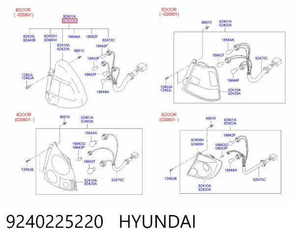 Lampa zespolona tylna prawa 9240225220 Hyundai/Kia