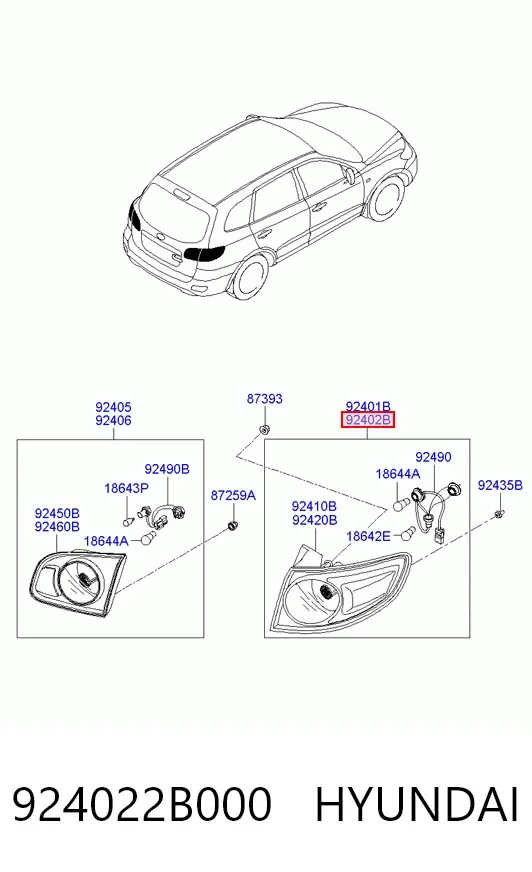 Lampa zespolona tylna prawa zewnętrzna 924022B000 Hyundai/Kia
