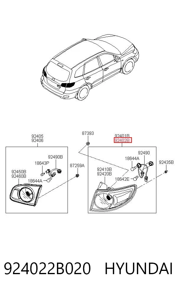 Lampa zespolona tylna prawa zewnętrzna 924022B020 Hyundai/Kia
