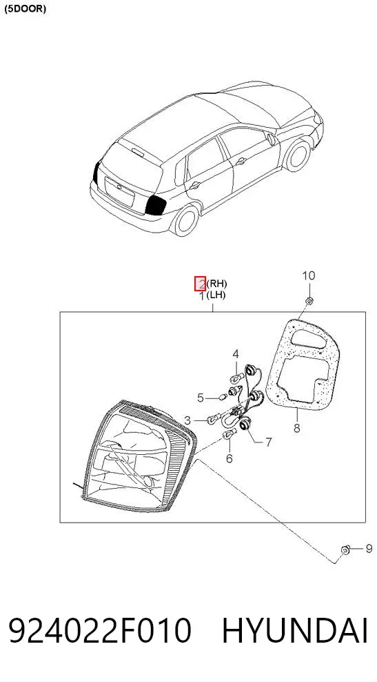 Lampa zespolona tylna prawa 924022F010 Hyundai/Kia