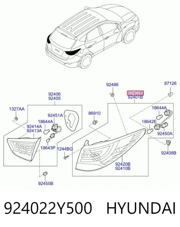 Lampa zespolona tylna prawa zewnętrzna 924022Y500 Hyundai/Kia