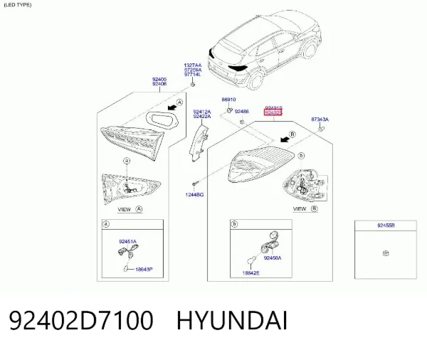 Lampa zespolona tylna prawa zewnętrzna 92402D7100 Hyundai/Kia
