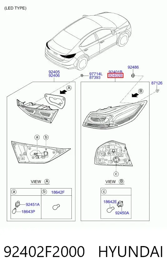 Lampa zespolona tylna prawa zewnętrzna 92402F2000 Hyundai/Kia