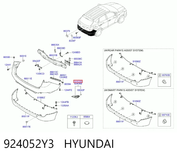 Przednia lampa przeciwmgielna tylna lewa 924052Y3 Hyundai/Kia