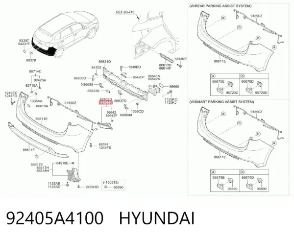 Przednia lampa przeciwmgielna tylna lewa 92405A4100 Hyundai/Kia