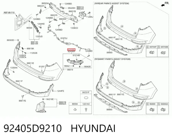 Przednia lampa przeciwmgielna tylna lewa 92405D9210 Hyundai/Kia