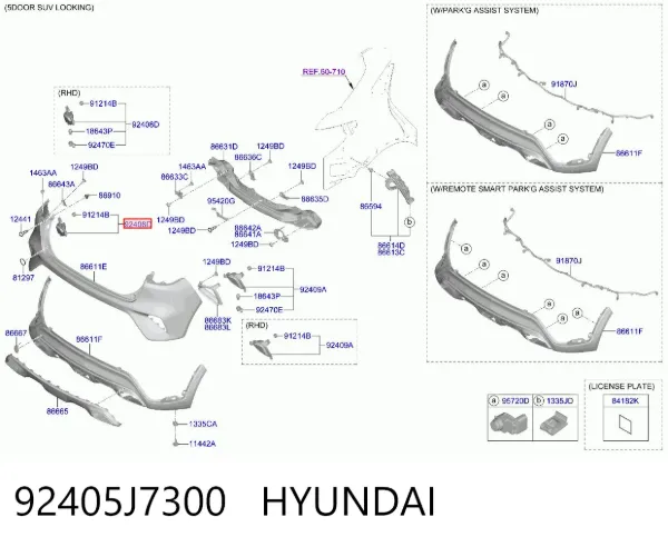 Przednia lampa przeciwmgielna tylna lewa 92405J7300 Hyundai/Kia