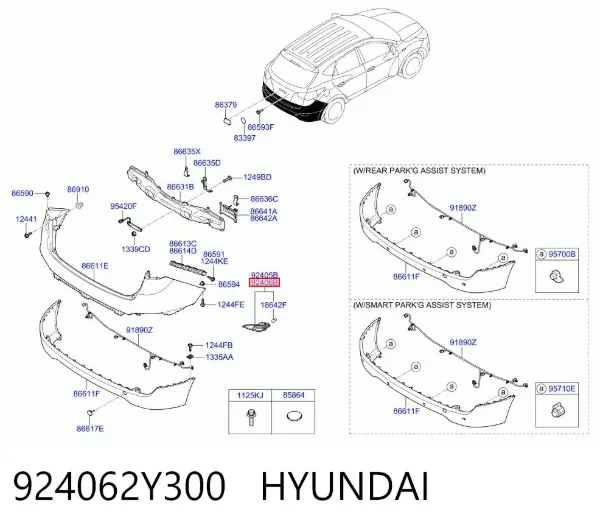 Przednia lampa przeciwmgielna tylna prawa 924062Y300 Hyundai/Kia