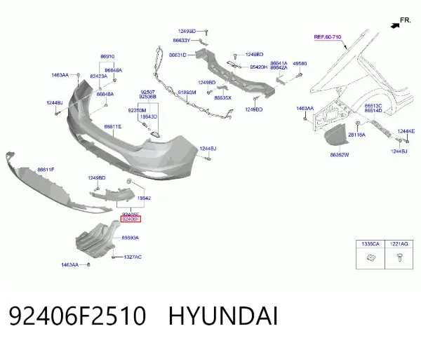 Lampa odblaskowa zderzaka tylnego prawa 92406F2510 Hyundai/Kia