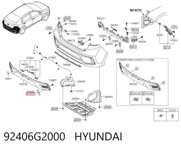 Lampa odblaskowa zderzaka tylnego 92406G2000 Hyundai/Kia