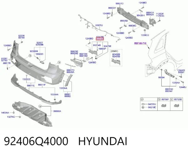 Przednia lampa przeciwmgielna tylna prawa 92406Q4000 Hyundai/Kia