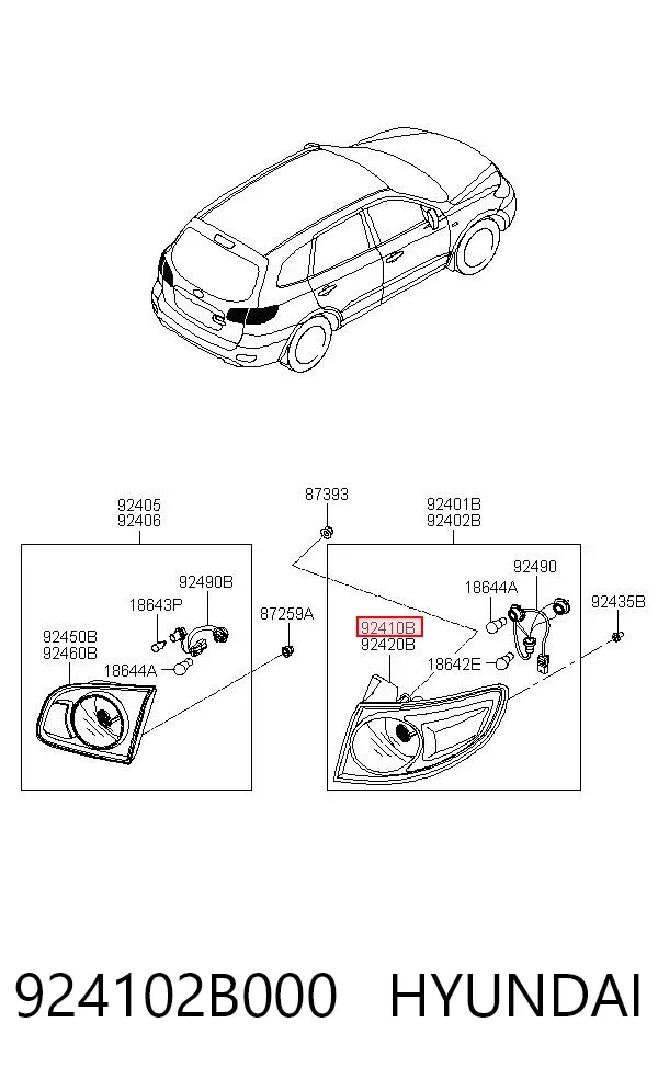 Lampa zespolona tylna lewa zewnętrzna 924102B000 Hyundai/Kia
