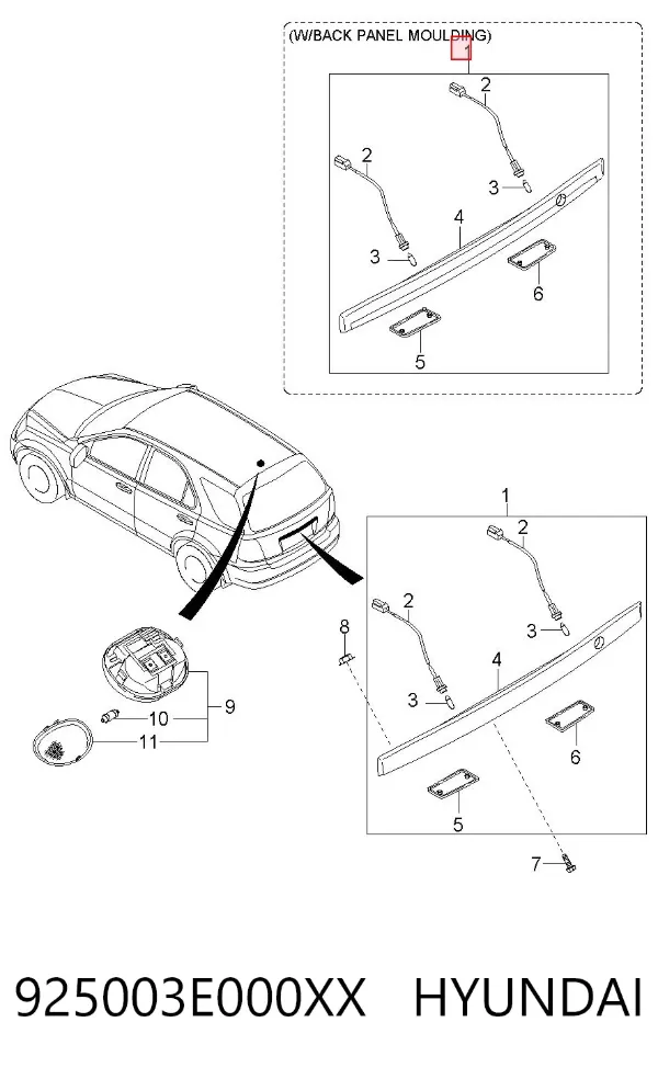 Lampa oświetlenia tylnej tablicy rejestracyjnej KIA Sorento I