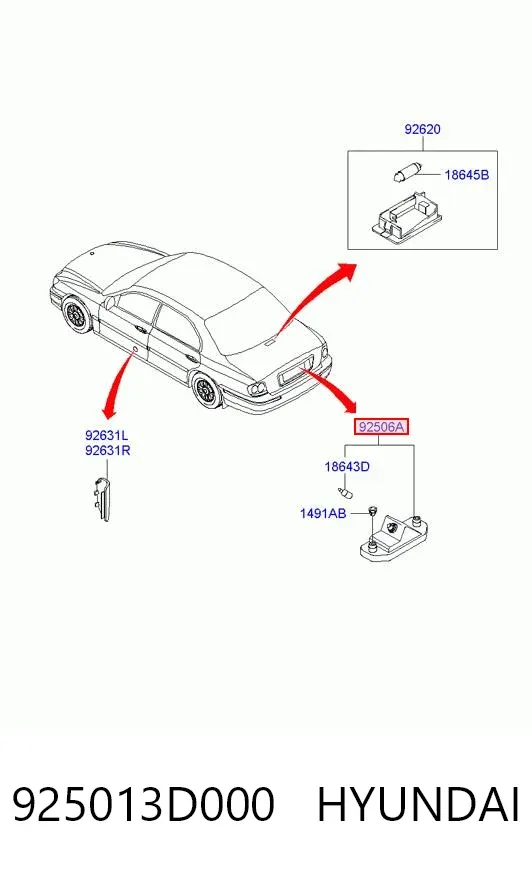 Lampa oświetlenia tylnej tablicy rejestracyjnej Hyundai Sonata IV