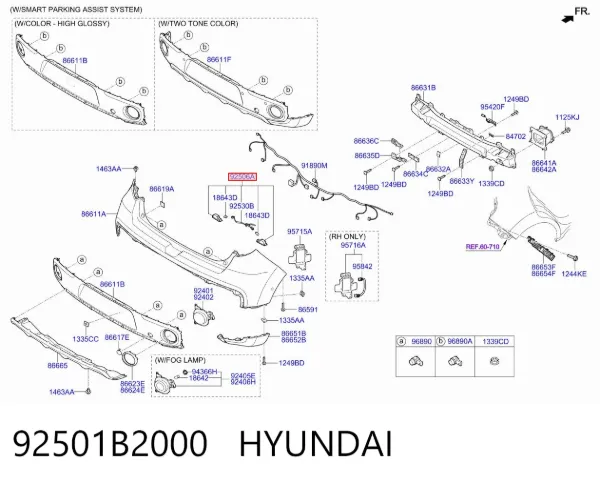 Lampa oświetlenia tylnej tablicy rejestracyjnej 92501B2000 Hyundai/Kia