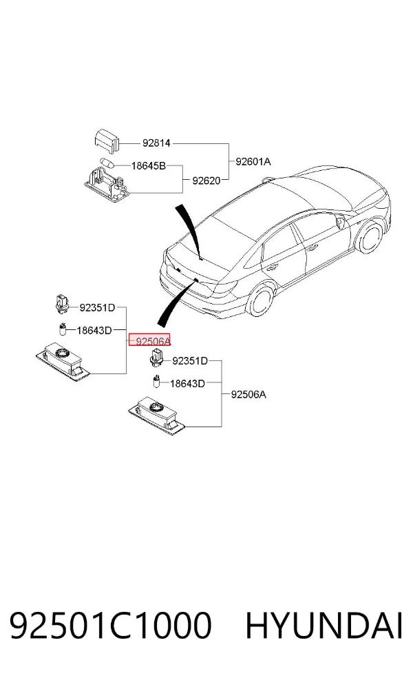 Lampa oświetlenia tylnej tablicy rejestracyjnej 92501C1000 Hyundai/Kia