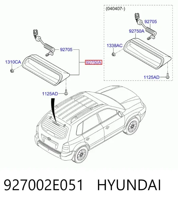 Lampa stop tylna dodatkowa Hyundai Tucson I