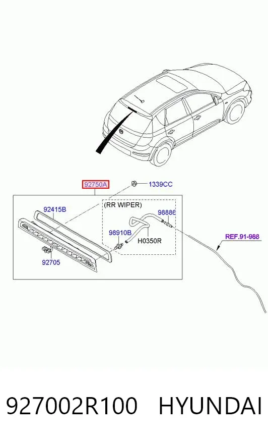 Lampa stop tylna dodatkowa 927002R100 Hyundai/Kia
