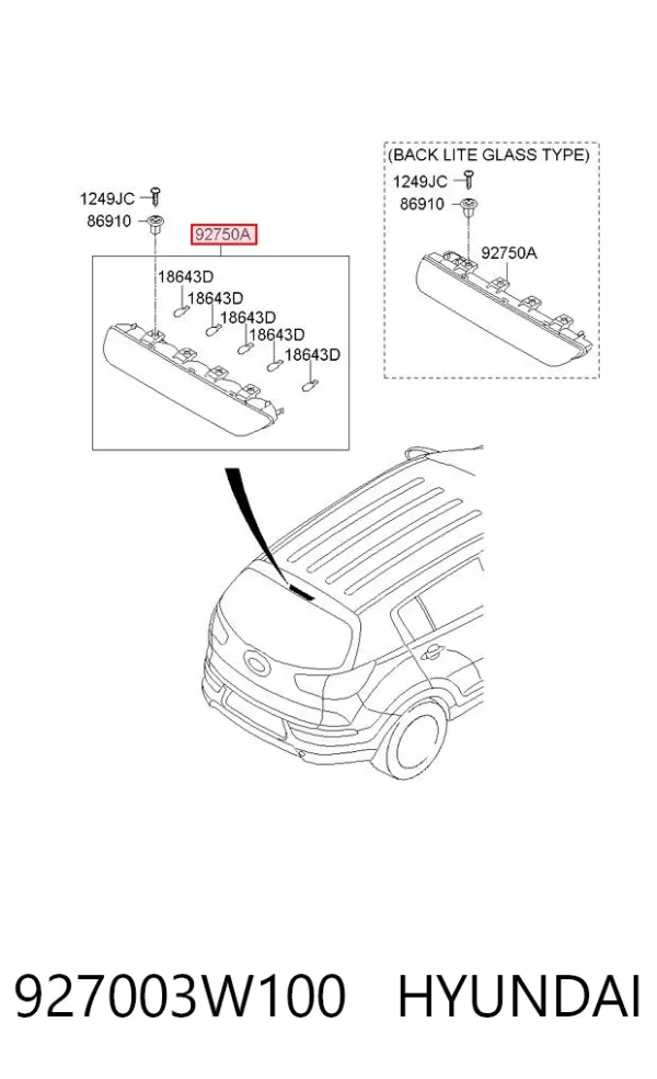 Lampa stop tylna dodatkowa KIA Sportage III