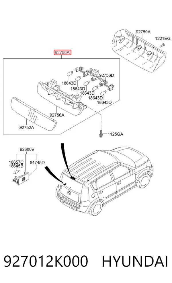 Lampa stop tylna dodatkowa KIA Soul I