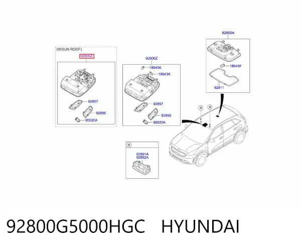 Lampka oświetlenia kabiny 92800G5000HGC Hyundai/Kia