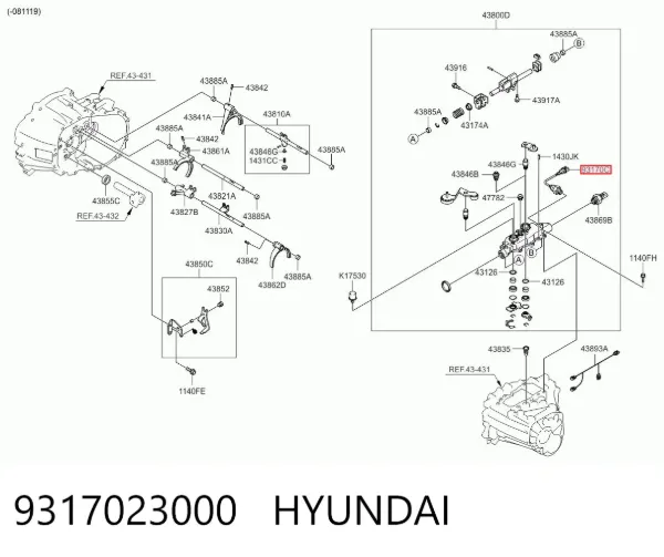 Czujnik włączania światła cofania 9317023000 Hyundai/Kia