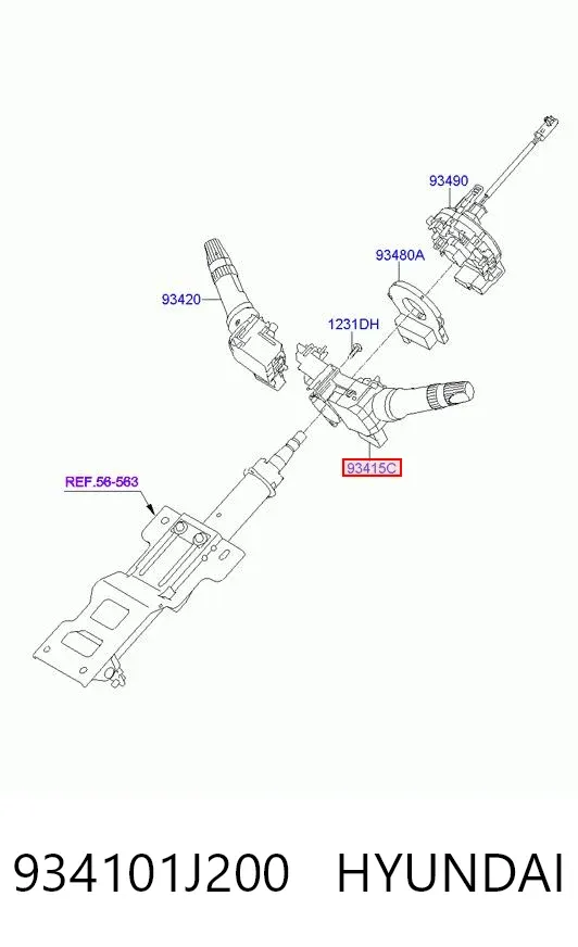 Przełącznik zespolony prawy 934101J200 Hyundai/Kia