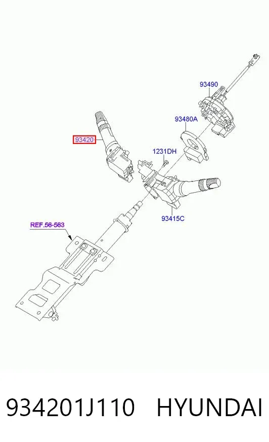 Przełącznik zespolony prawy 934201J110 Hyundai/Kia