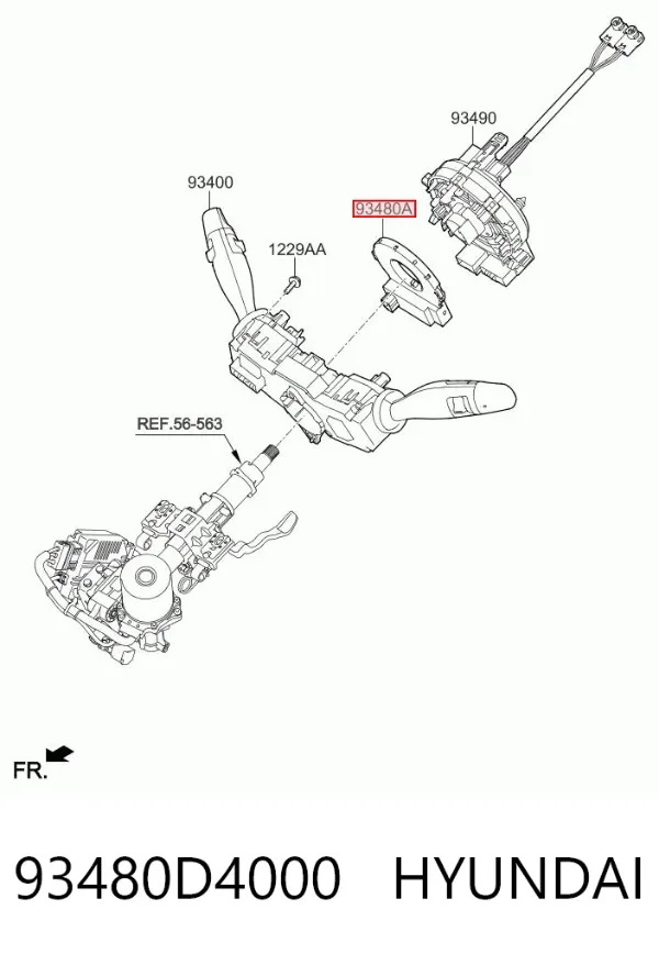 Czujnik kąta skrętu kierownicy 93480D4000 Hyundai/Kia