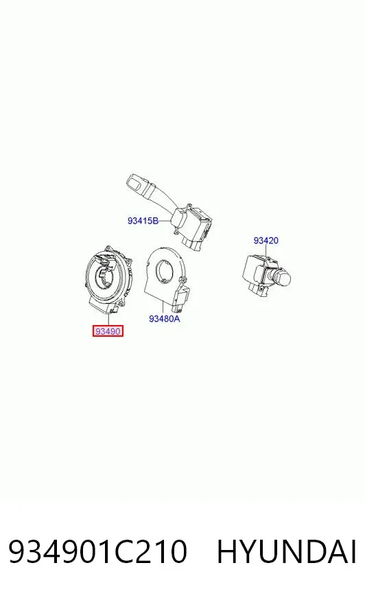 Pierścień kontaktowy AIRBAG, taśma kierownicy 934901C210 Hyundai/Kia