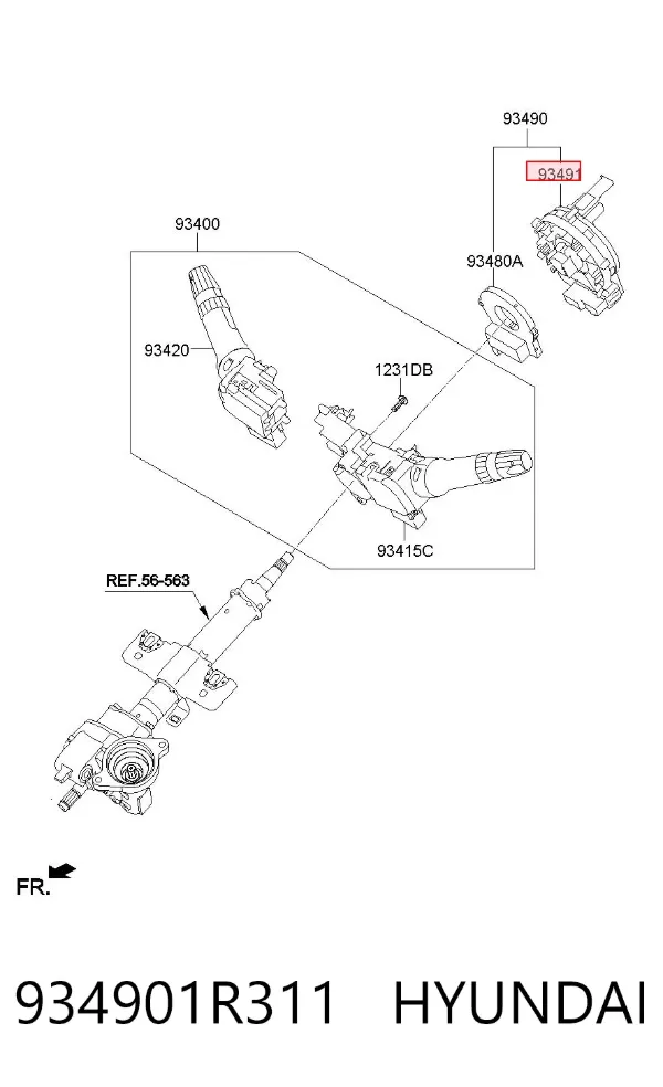 Pierścień kontaktowy AIRBAG, taśma kierownicy 934901R311 Hyundai/Kia