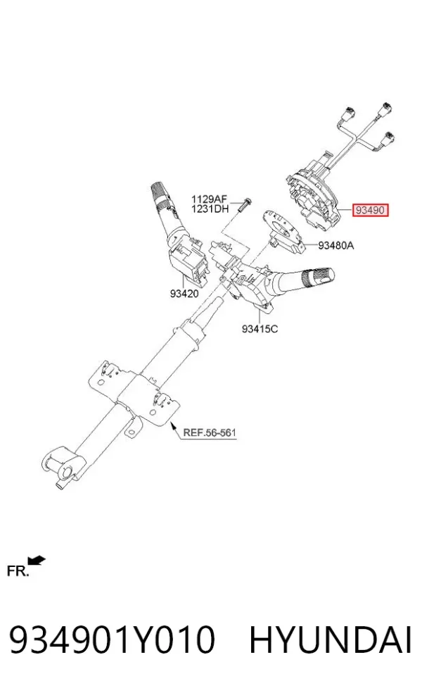 Pierścień kontaktowy AIRBAG, taśma kierownicy 934901Y010 Hyundai/Kia