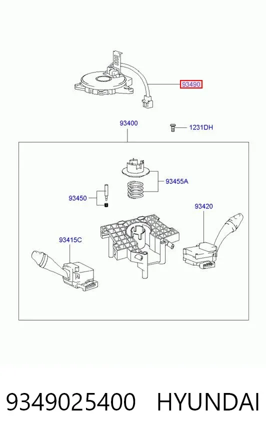 Pierścień kontaktowy AIRBAG, taśma kierownicy 9349025400 Hyundai/Kia