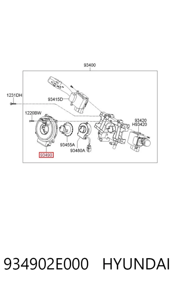 Pierścień kontaktowy AIRBAG, taśma kierownicy 934902E000 Hyundai/Kia
