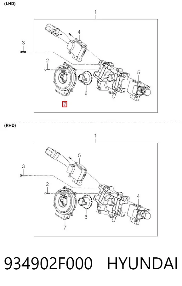 Pierścień kontaktowy AIRBAG, taśma kierownicy 934902F000 Hyundai/Kia