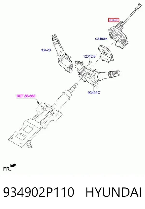 Pierścień kontaktowy AIRBAG, taśma kierownicy 934902P110 Hyundai/Kia
