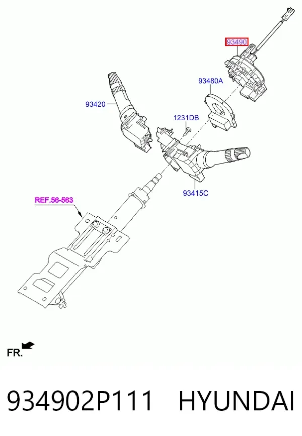 Pierścień kontaktowy AIRBAG, taśma kierownicy 934902P111 Hyundai/Kia