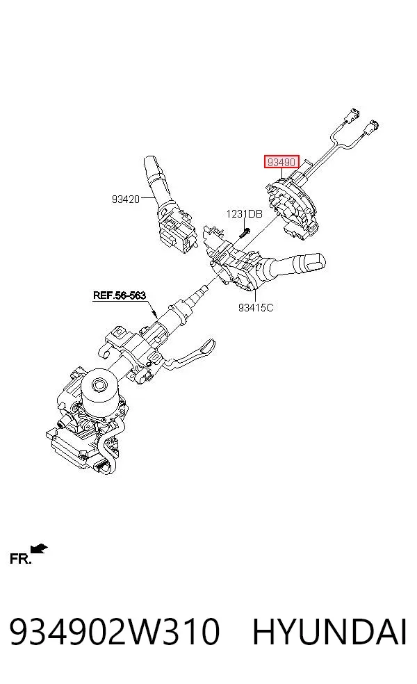 Pierścień kontaktowy AIRBAG, taśma kierownicy 934902W310 Hyundai/Kia