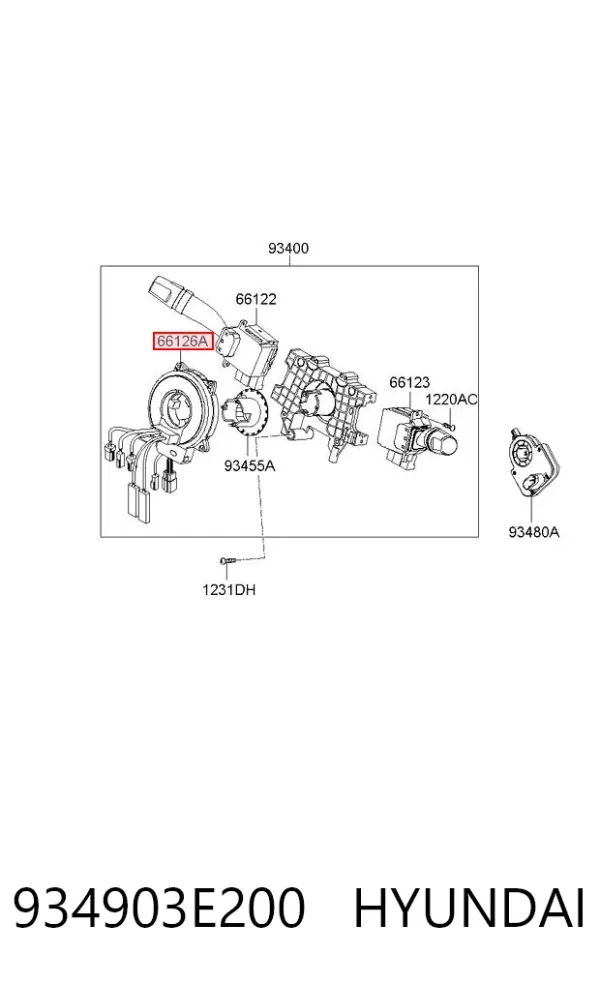 Pierścień kontaktowy AIRBAG, taśma kierownicy 934903E200 Hyundai/Kia
