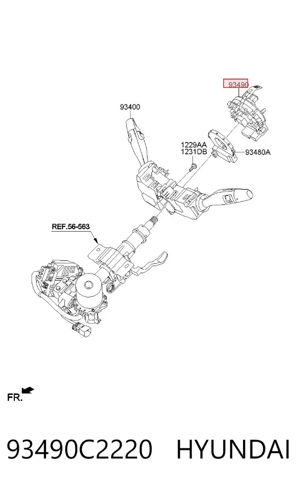 Pierścień kontaktowy AIRBAG, taśma kierownicy 93490C2220 Hyundai/Kia