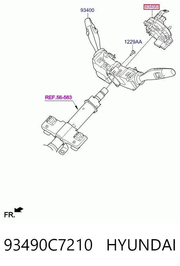 Pierścień kontaktowy AIRBAG, taśma kierownicy 93490C7210 Hyundai/Kia