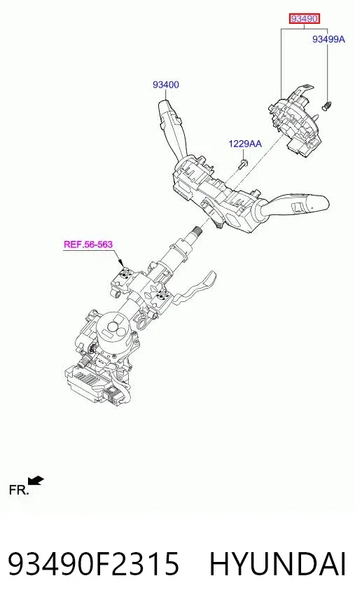 Pierścień kontaktowy AIRBAG, taśma kierownicy 93490F2315 Hyundai/Kia