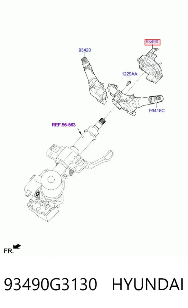Pierścień kontaktowy AIRBAG, taśma kierownicy 93490G3130 Hyundai/Kia