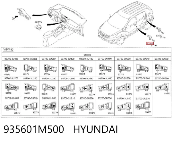 Czujnik zamykania drzwi (wyłącznik krańcowy) 935601M500 Hyundai/Kia