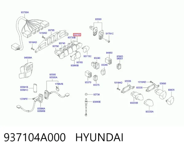 Przycisk ogrzewania szyby tylnej 937104A000 Hyundai/Kia